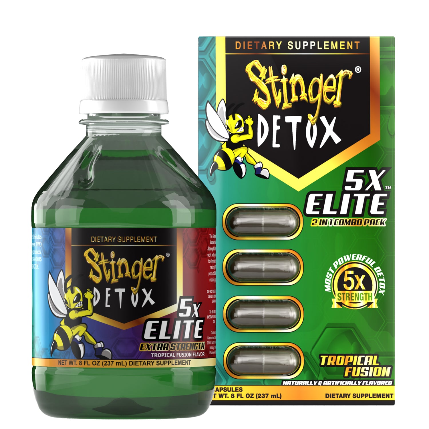 CHAMPS 2025 - Stinger 5x Elite Combo Pack | Tropical Fusion | 5x Instant - 8 OZ | 5x Buzz Caps - 4 Ct