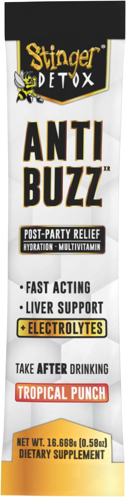 Stinger Anti-Buzz + Electrolytes Drink Mix | Post-Celebration Relief, Hydration & Multivitamin | 6-Pack