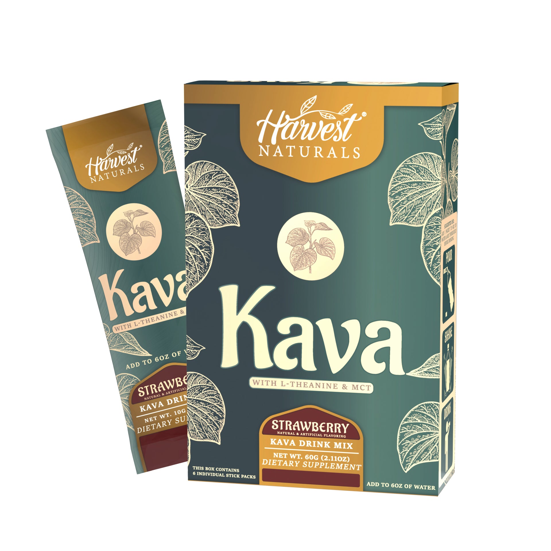 Kava + L-Theanine & MCT Drink Mix | Strawberry Flavor | 6-Packs